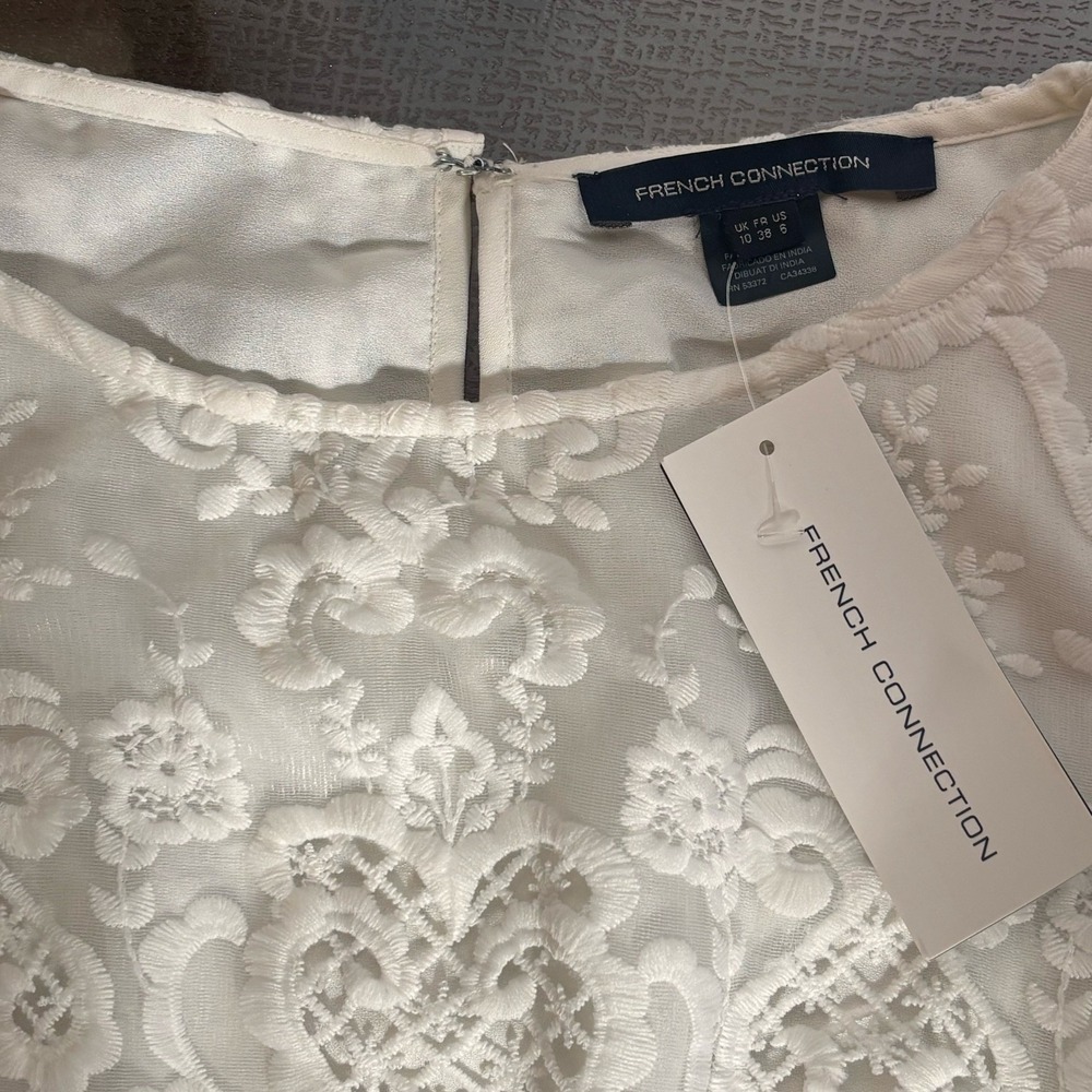 French Connection Dress Womens 6 White Lace Sheer Overlay Bridal Engagement NWT - Picture 5 of 9
